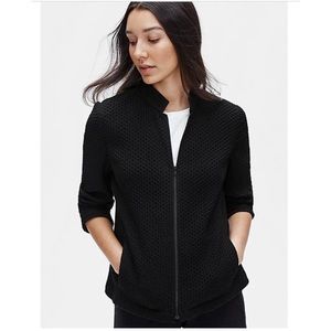 NWT Eileen Fisher Honeycomb Stand Collar Zip-Front Jacket Large
